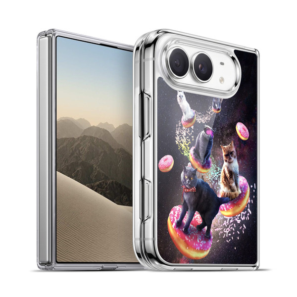Random Galaxy Animals Space Cats Riding Donuts Soft Gel Case for Apple iPhone Duo