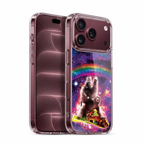 Random Galaxy Animals Space Cat Llama Sloth On Taco Soft Gel Case for Apple iPhone 18 Pro