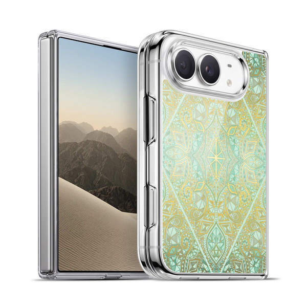Micklyn Le Feuvre Floral Patterns Mint And Gold Soft Gel Case for Apple iPhone Duo
