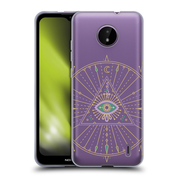 Cat Coquillette Evil Eye Purple Green Mandala Soft Gel Case for Nokia C10 / C20