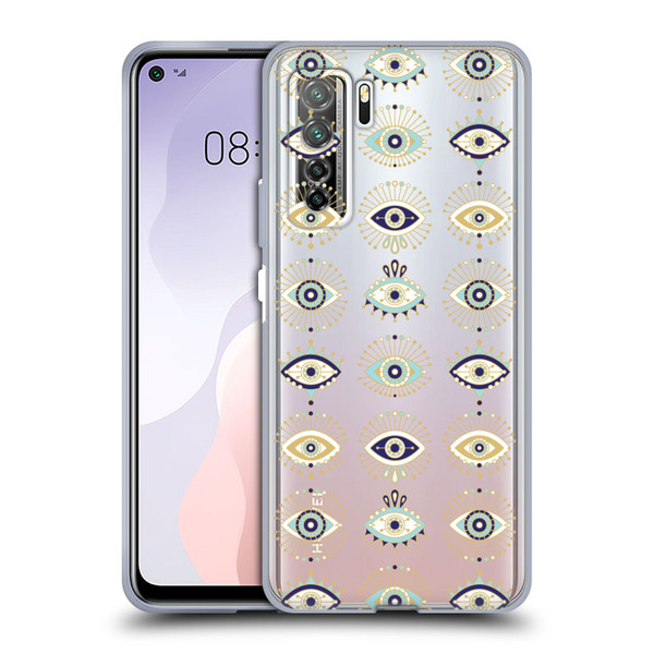 Cat Coquillette Linear White Evil Eyes Pattern Soft Gel Case for Huawei Nova 7 SE/P40 Lite 5G