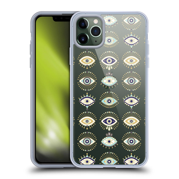 Cat Coquillette Linear White Evil Eyes Pattern Soft Gel Case for Apple iPhone 11 Pro Max