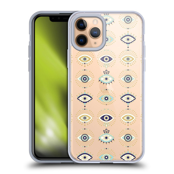 Cat Coquillette Linear White Evil Eyes Pattern Soft Gel Case for Apple iPhone 11 Pro