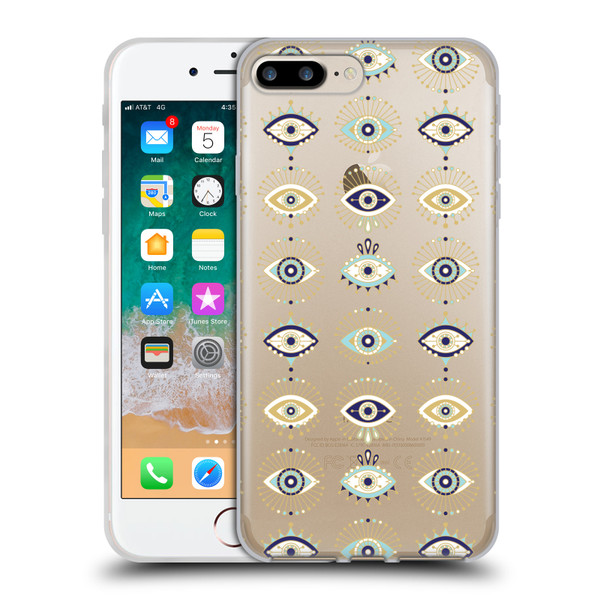 Cat Coquillette Linear White Evil Eyes Pattern Soft Gel Case for Apple iPhone 7 Plus / iPhone 8 Plus