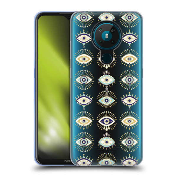 Cat Coquillette Linear White Evil Eyes Pattern Soft Gel Case for Nokia 5.3