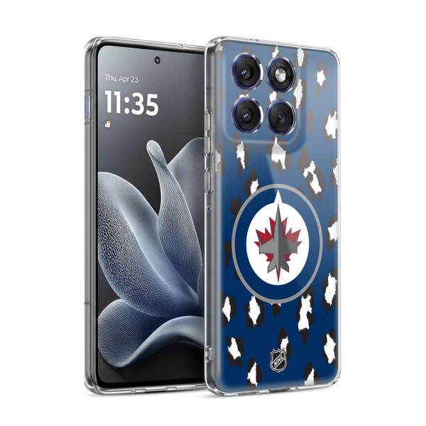 NHL Winnipeg Jets Leopard Pattern Soft Gel Case for Motorola Edge 70