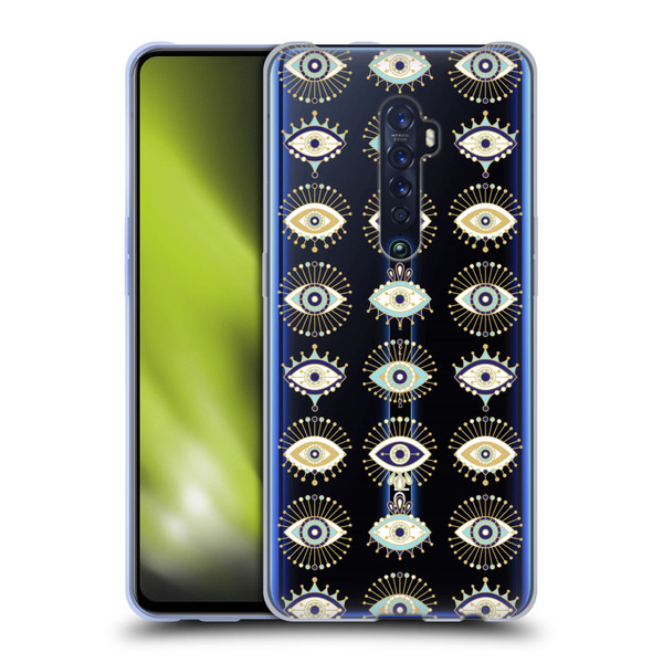 Cat Coquillette Linear White Evil Eyes Pattern Soft Gel Case for OPPO Reno 2