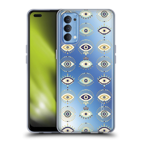 Cat Coquillette Linear White Evil Eyes Pattern Soft Gel Case for OPPO Reno 4 5G