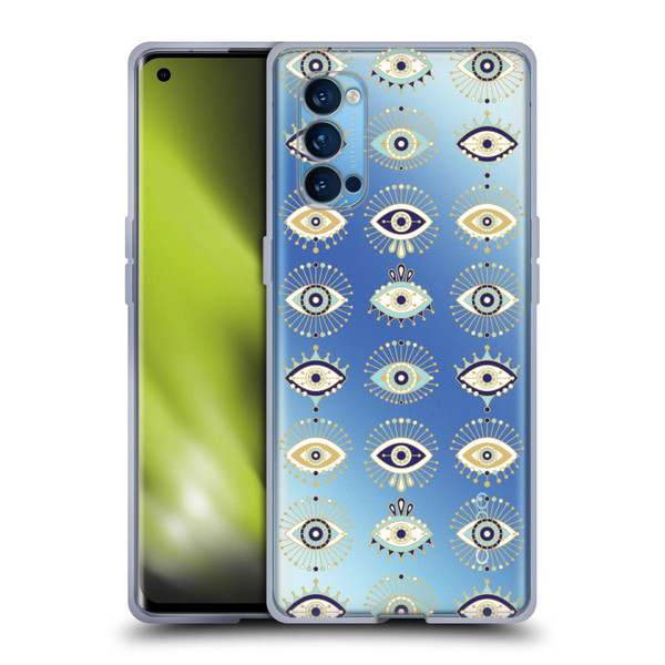 Cat Coquillette Linear White Evil Eyes Pattern Soft Gel Case for OPPO Reno 4 Pro 5G