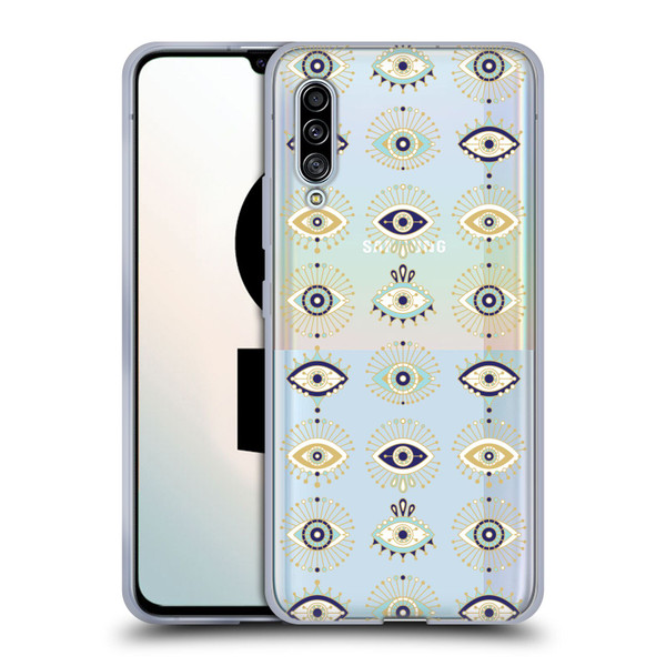 Cat Coquillette Linear White Evil Eyes Pattern Soft Gel Case for Samsung Galaxy A90 5G (2019)