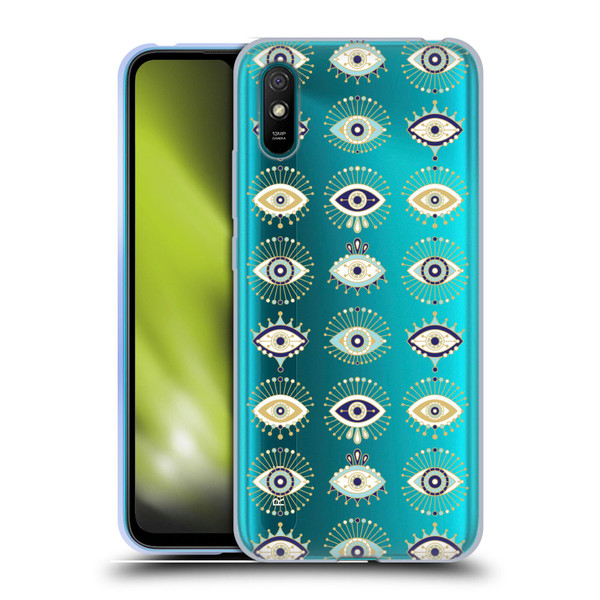 Cat Coquillette Linear White Evil Eyes Pattern Soft Gel Case for Xiaomi Redmi 9A / Redmi 9AT
