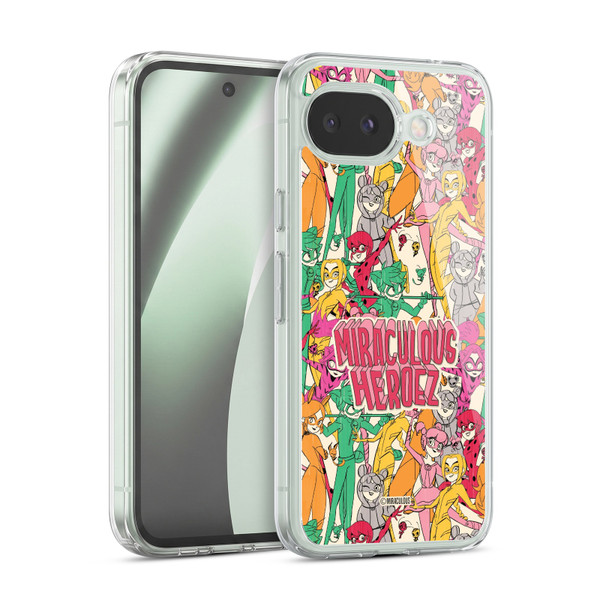 Miraculous Ladybug Sketches Heroes Pattern Soft Gel Case for Google Pixel 10a