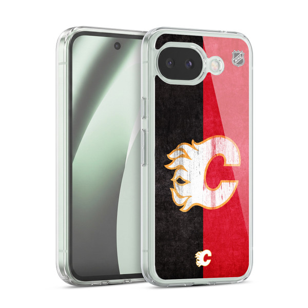 NHL Calgary Flames Half Distressed Soft Gel Case for Google Pixel 10a