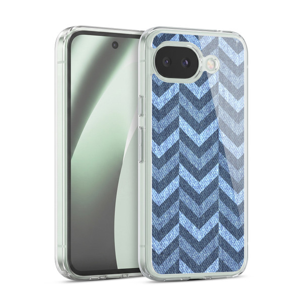 Head Case Designs Printed Denim Broken Zigzag Soft Gel Case for Google Pixel 10a