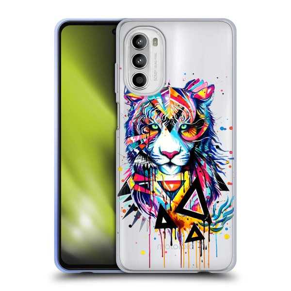 Pixie Cold Cats Shattered Tiger Soft Gel Case for Motorola Moto G52