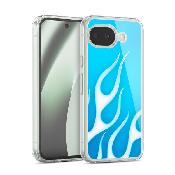 Head Case Designs Flame Decals Freezing Blue Soft Gel Case for Google Pixel 10a