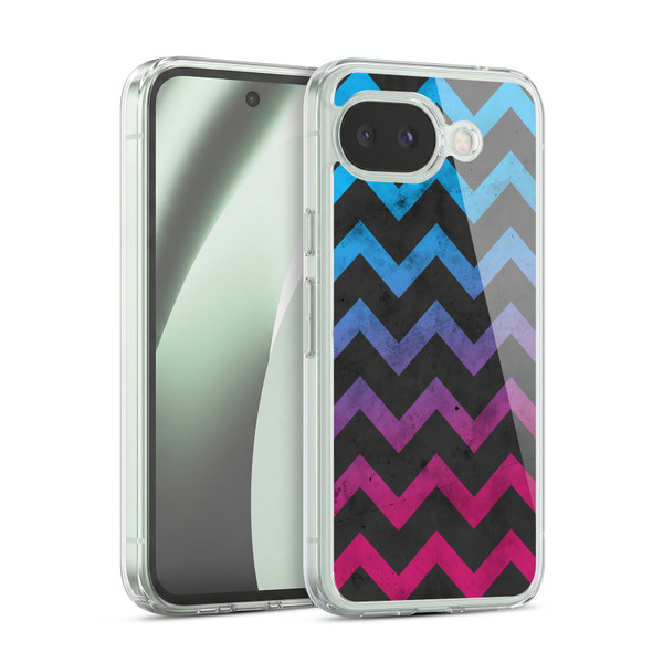 PLdesign Geometric Patterns Blue Pink Ombre Vintage Soft Gel Case for Google Pixel 10a