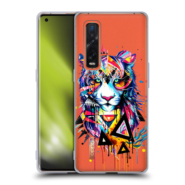 Pixie Cold Cats Shattered Tiger Soft Gel Case for OPPO Find X2 Pro 5G