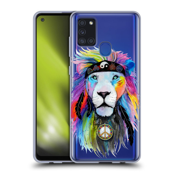 Pixie Cold Cats Hippy Lion Soft Gel Case for Samsung Galaxy A21s (2020)