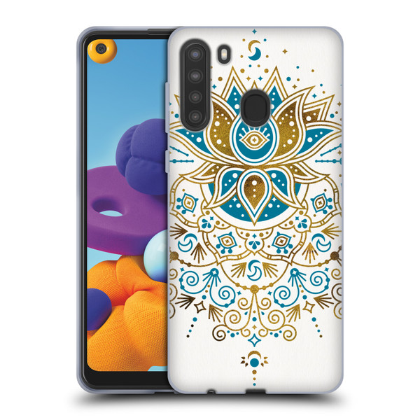Cat Coquillette Patterns 6 Lotus Bloom Mandala 4 Soft Gel Case for Samsung Galaxy A21 (2020)