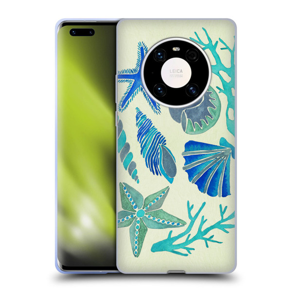 Cat Coquillette Sea Seashells Blue Soft Gel Case for Huawei Mate 40 Pro 5G