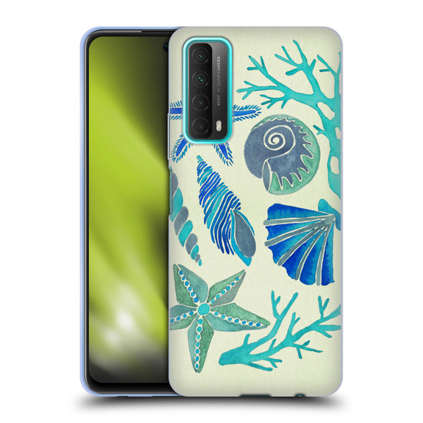 Cat Coquillette Sea Seashells Blue Soft Gel Case for Huawei P Smart (2021)