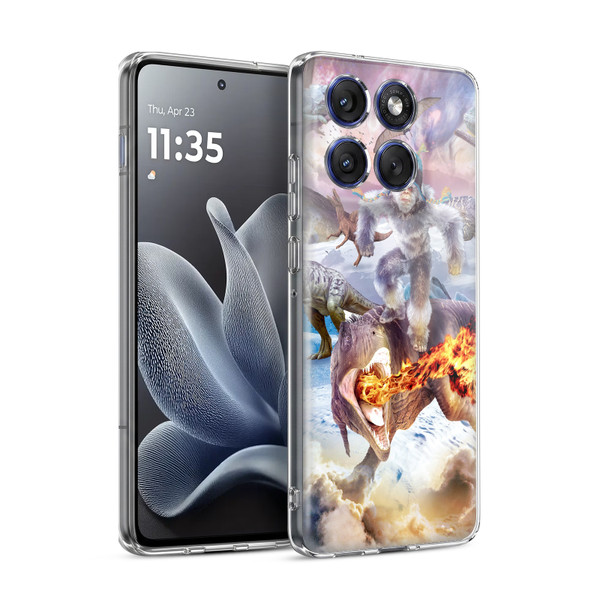 Random Galaxy Mixed Designs Monkey Riding Dinosaur Soft Gel Case for Motorola Edge 70
