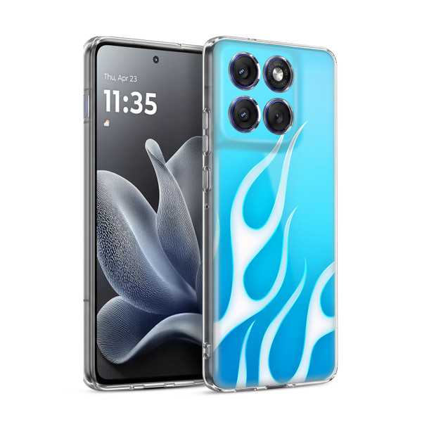 Head Case Designs Flame Decals Freezing Blue Soft Gel Case for Motorola Edge 70