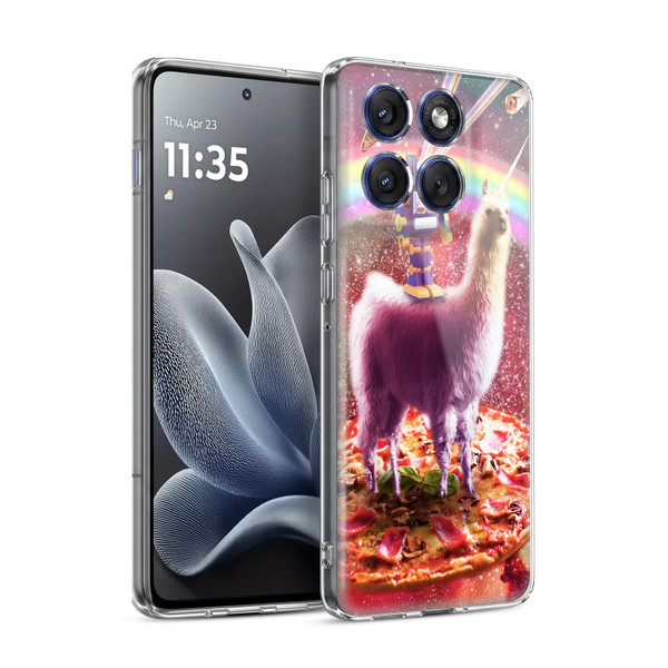 Random Galaxy Space Llama Robot & Pizza Soft Gel Case for Motorola Edge 70