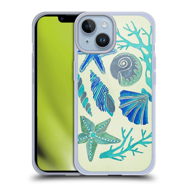 Cat Coquillette Sea Seashells Blue Soft Gel Case for Apple iPhone 14
