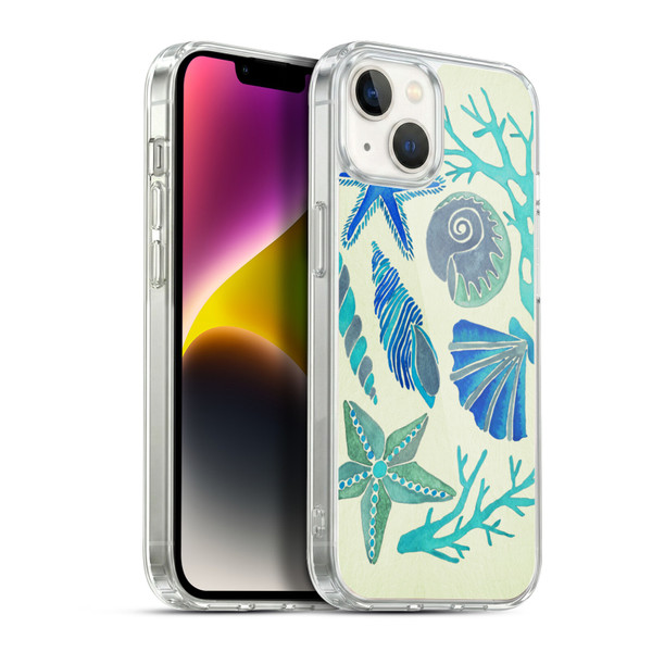 Cat Coquillette Sea Seashells Blue Soft Gel Case for Apple iPhone 14 Plus & MagSafe