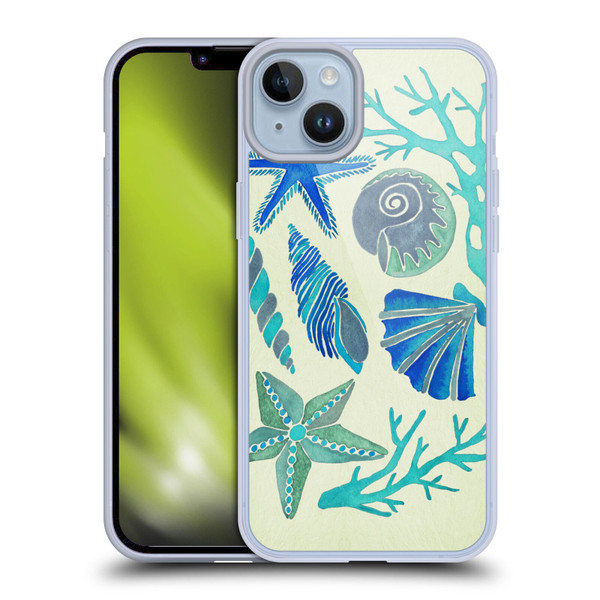 Cat Coquillette Sea Seashells Blue Soft Gel Case for Apple iPhone 14 Plus