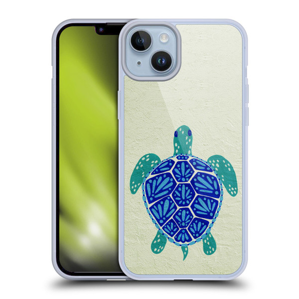 Cat Coquillette Sea Turtle Blue Soft Gel Case for Apple iPhone 14 Plus