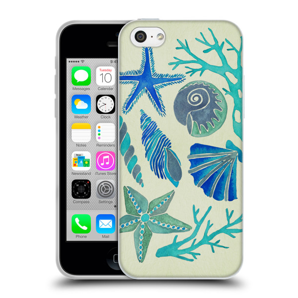 Cat Coquillette Sea Seashells Blue Soft Gel Case for Apple iPhone 5c