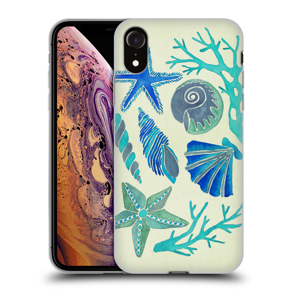 Cat Coquillette Sea Seashells Blue Soft Gel Case for Apple iPhone XR