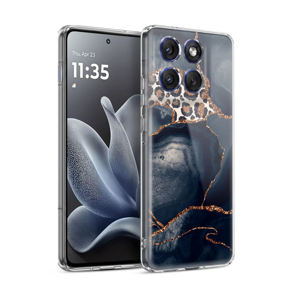 UtArt Wild Cat Marble Leopard Soft Gel Case for Motorola Edge 70