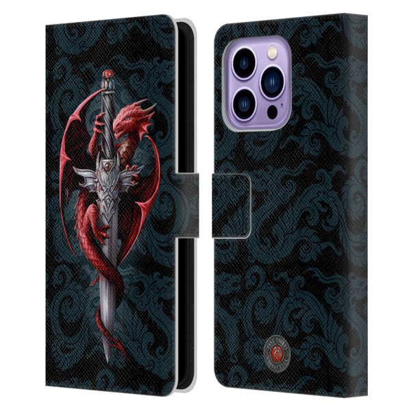 Anne Stokes Dragons Dagger Leather Book Wallet Case Cover For Apple iPhone 14 Pro Max