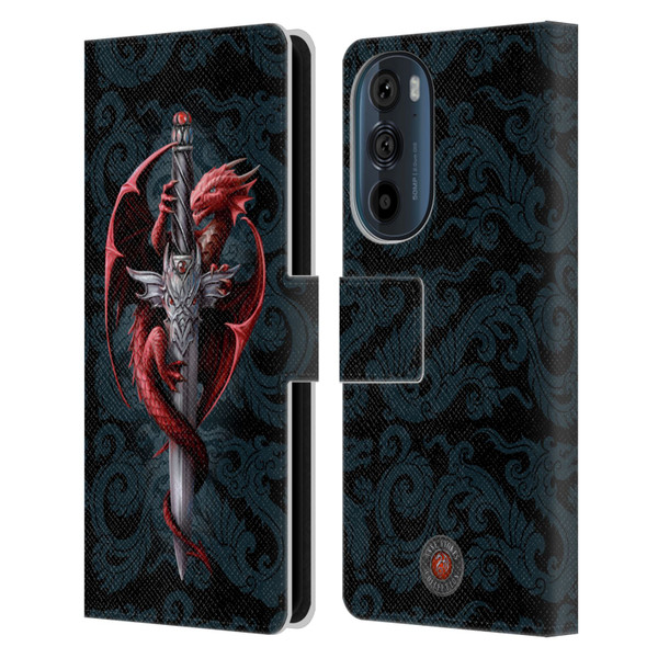 Anne Stokes Dragons Dagger Leather Book Wallet Case Cover For Motorola Edge 30