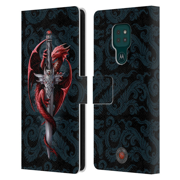 Anne Stokes Dragons Dagger Leather Book Wallet Case Cover For Motorola Moto G9 Play