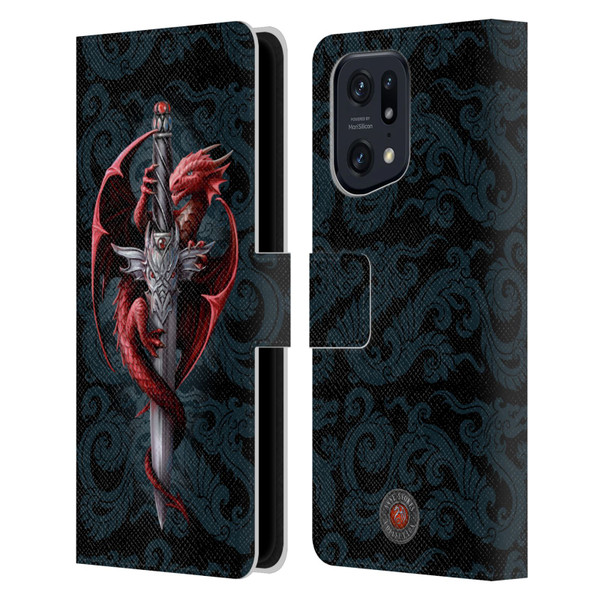 Anne Stokes Dragons Dagger Leather Book Wallet Case Cover For OPPO Find X5 Pro