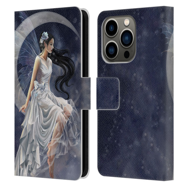 Nene Thomas Crescents Winter Frost Fairy On Moon Leather Book Wallet Case Cover For Apple iPhone 14 Pro