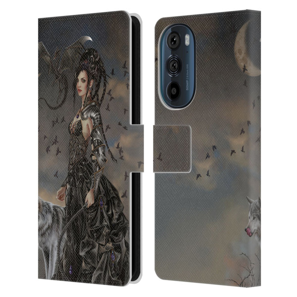 Nene Thomas Crescents Gothic Fairy Woman With Wolf Leather Book Wallet Case Cover For Motorola Edge 30