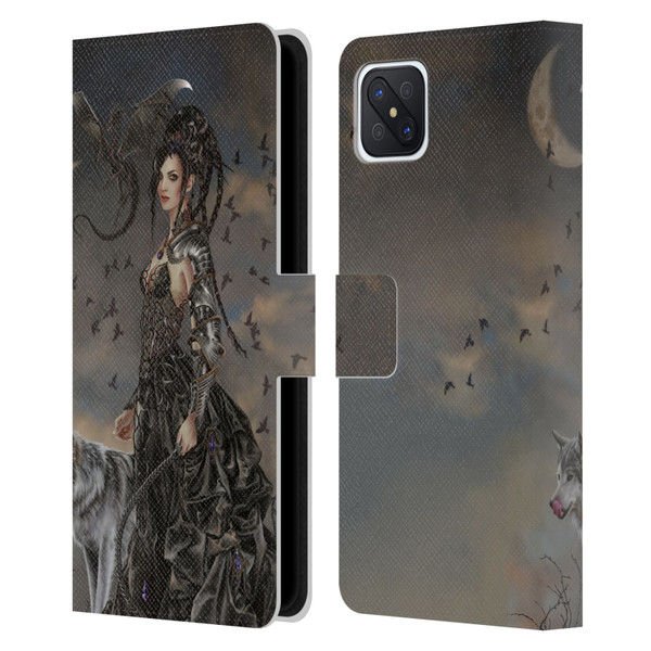 Nene Thomas Crescents Gothic Fairy Woman With Wolf Leather Book Wallet Case Cover For OPPO Reno4 Z 5G