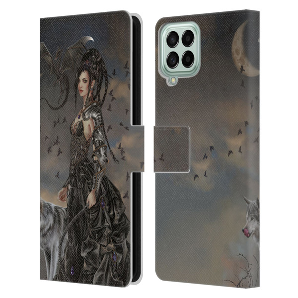 Nene Thomas Crescents Gothic Fairy Woman With Wolf Leather Book Wallet Case Cover For Samsung Galaxy M53 (2022)