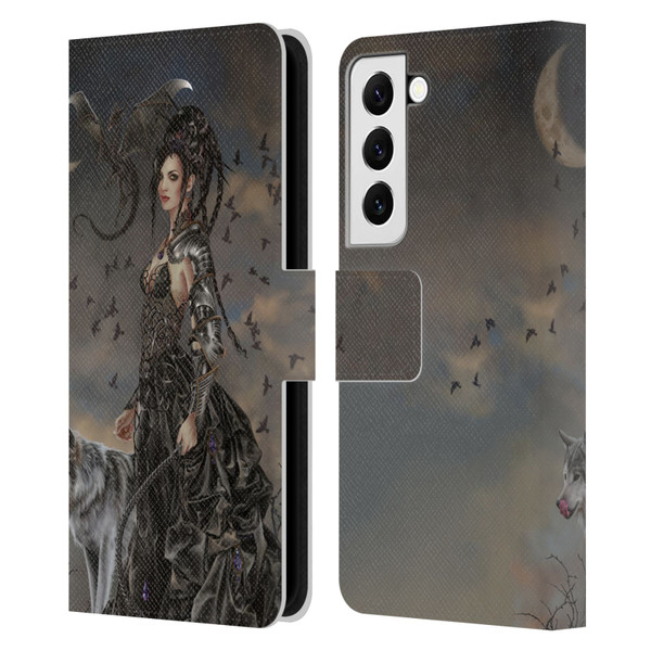 Nene Thomas Crescents Gothic Fairy Woman With Wolf Leather Book Wallet Case Cover For Samsung Galaxy S22 5G