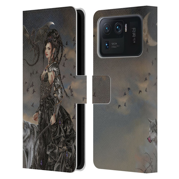 Nene Thomas Crescents Gothic Fairy Woman With Wolf Leather Book Wallet Case Cover For Xiaomi Mi 11 Ultra