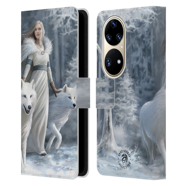 Anne Stokes Wolves Winter Guardians Leather Book Wallet Case Cover For Huawei P50 Pro