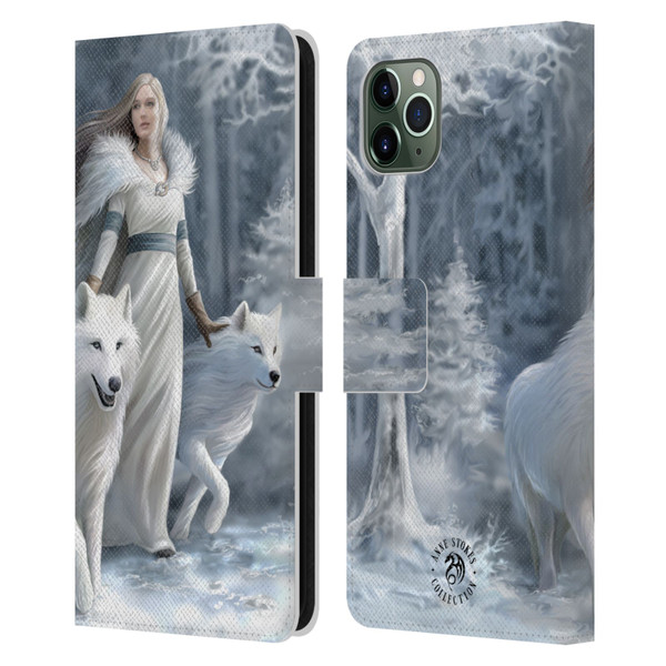 Anne Stokes Wolves Winter Guardians Leather Book Wallet Case Cover For Apple iPhone 11 Pro Max