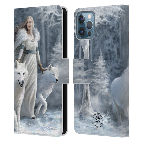 Anne Stokes Wolves Winter Guardians Leather Book Wallet Case Cover For Apple iPhone 12 / iPhone 12 Pro