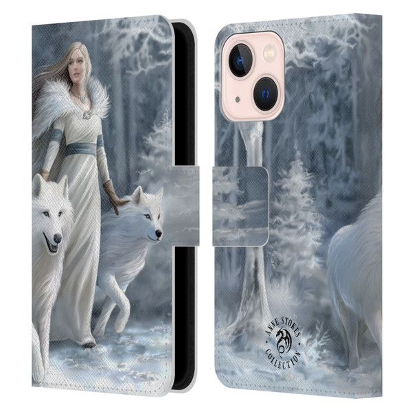 Anne Stokes Wolves Winter Guardians Leather Book Wallet Case Cover For Apple iPhone 13 Mini